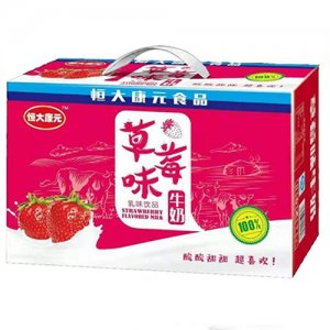 恒大康元草莓味牛奶