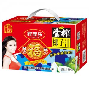 家家樂生榨椰子汁飲料椰汁果肉型植物蛋白飲料紅禮盒裝
