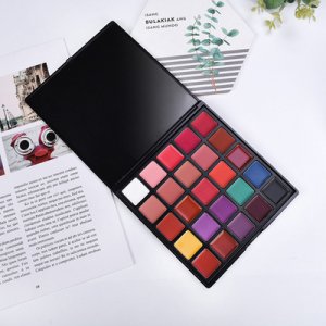 25色塑盒唇彩盤啞光易上色滋潤(rùn)保濕口紅貼牌OEM/ODM
