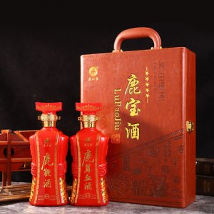 雙瓶咖色禮盒裝鹿寶酒OEM代加工