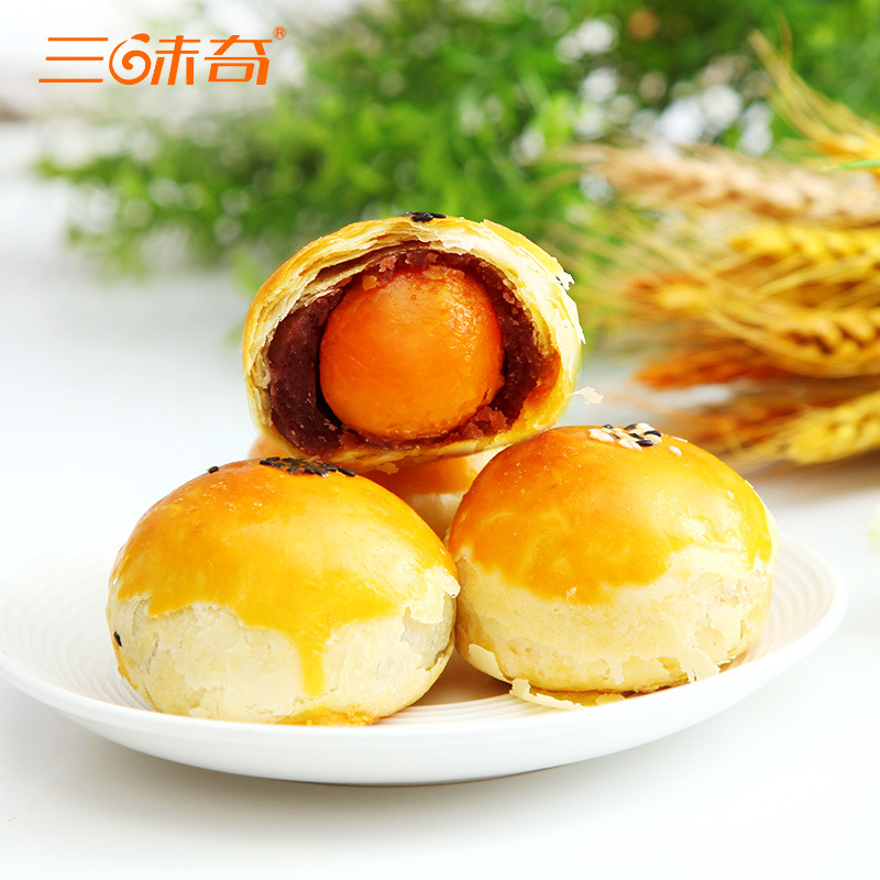三味奇蛋黃酥手工豆沙蓮蓉餡OEM/ODM代加工