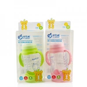 蘋(píng)果熊新生兒手柄寬口奶瓶OEM代加工