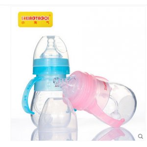 小淘氣 寬口徑硅膠吸管自動奶瓶貼牌定制代加工