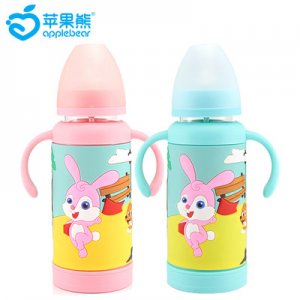 蘋果熊 寬口高硼硅防摔玻璃奶瓶OEM代加工
