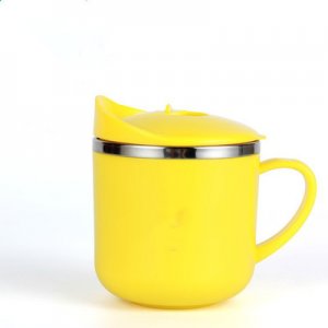 304不銹鋼兒童水杯 雙層隔熱防燙帶蓋帶手柄幼兒園口杯寶寶訓練杯貼牌OEM/ODM