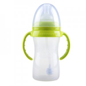 跨境批發(fā)寬口徑帶手柄自動(dòng)吸管抗摔防脹氣防嗆兒童PP奶瓶貼牌定制代加工