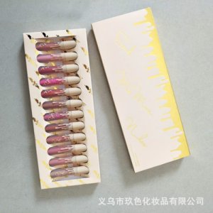 kylie12支金黃色盒裝唇彩貼牌定制代加工