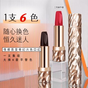 鼎妝性感百變奇幻一支6色雙管滋潤(rùn)防水不易脫妝口紅OEM代加工