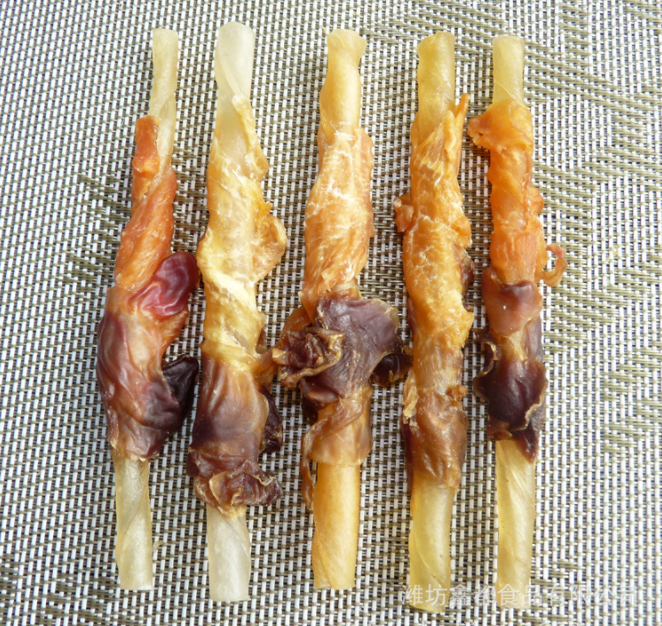 雞胗雞肉繞牛皮卷貼牌代加工oem,完全符合加工標準