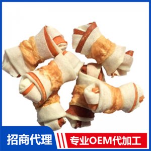 寵物雞肉繞雙色牛皮結(jié)骨貼牌OEM/ODM