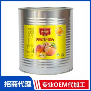 升升園黃桃對(duì)開(kāi)罐頭3000克果蔬罐頭OEM貼牌 罐頭代加工廠家
