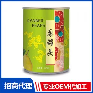 升升園梨罐頭425g果肉罐頭OEM代工 果蔬罐頭代工源頭廠家
