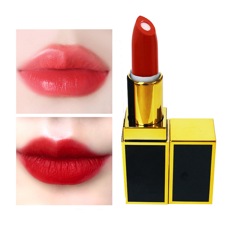 跨境出口夾心口紅 無logo雙色唇膏黑金方管滋潤保濕口紅LipstickOEM代加工