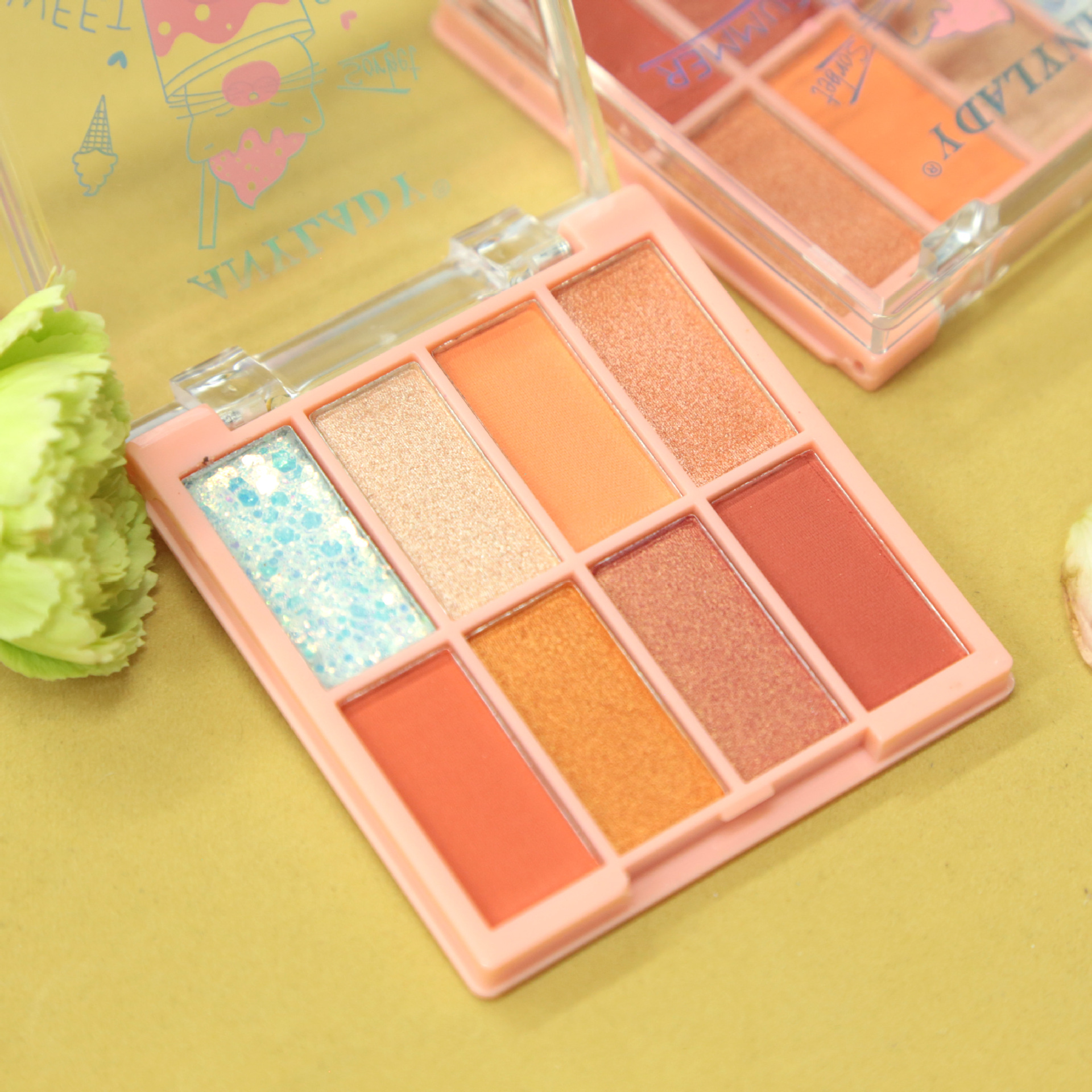 anylady八色啞光亮片彩妝批發(fā)大地色防水持久眼影盤(pán)閃粉少女化妝OEM代加工