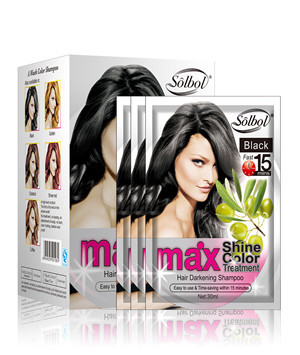 薇姬跨境出口廠家25ml外貿(mào)袋裝一洗染黑一洗彩植物無氨染發(fā)劑染膏OEM代加工