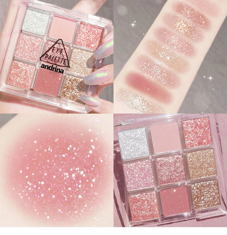 跨境彩妝眼影大地色美妝眼影化妝品九色亮片亮晶晶珠光啞光眼影盤(pán)OEM代加工