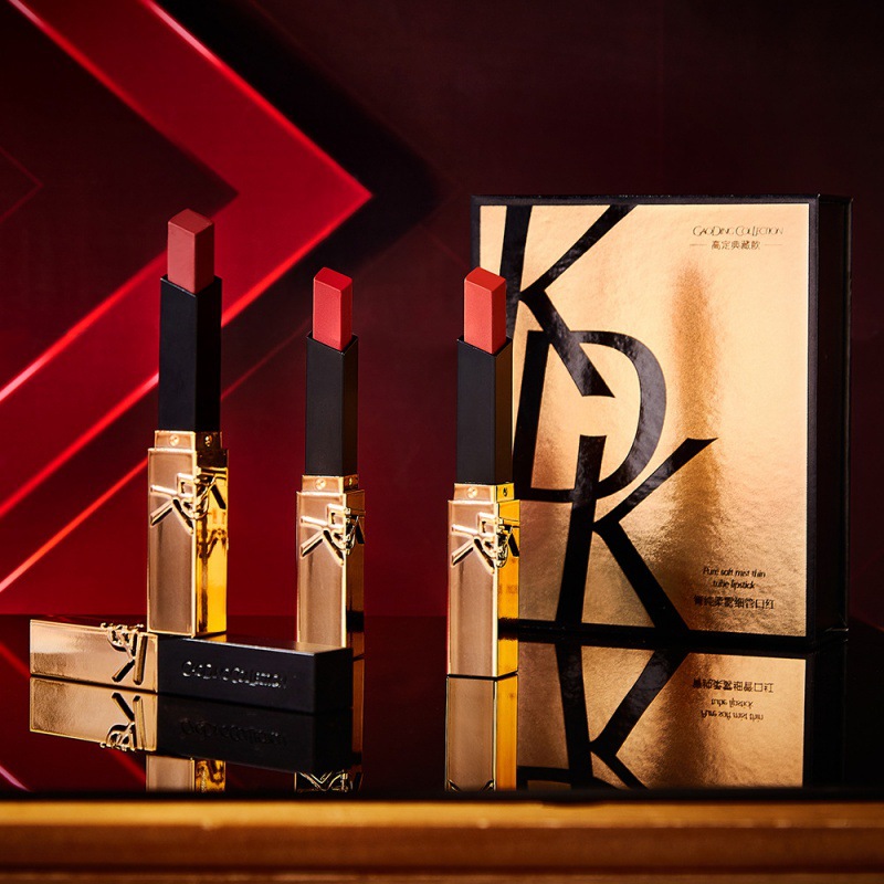 KDK箐純柔霧細管口紅 不沾杯不易色易上色小金條細管口紅套盒OEM代加工