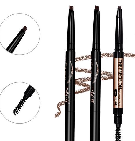 MENOW美諾女神3色自動(dòng)旋轉(zhuǎn)眉筆不暈染三角雙頭防水眉筆OEM代加工