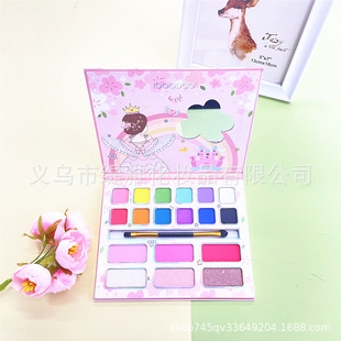 可愛(ài)公主城堡18色珠光啞光高光腮紅多功能眼影盤彩妝oem代加工
