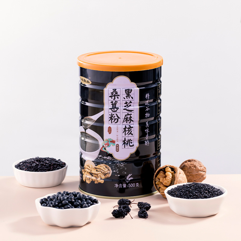 黑芝麻糊500g工廠代發(fā)五谷沖飲食品黑芝麻核桃桑葚粉早餐代餐粉OEM代加工