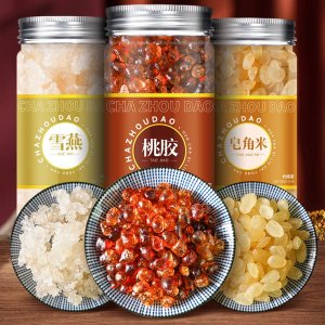 廠家直銷批發(fā)罐裝水果茶桃膠雪燕皂角米商用代用養(yǎng)生茶可一件代發(fā)