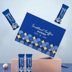 黑咖啡小藍(lán)盒定批發(fā)白蕓豆速溶黑咖啡0脂0糖制美好回憶廠家代加工