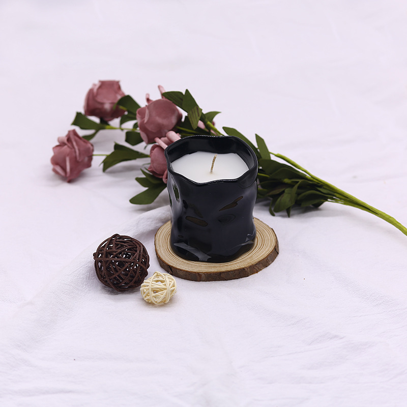 新品黑色扭曲罐香薰蠟燭無(wú)煙跨境大豆蠟伴手禮香氛蠟燭簡(jiǎn)約套裝