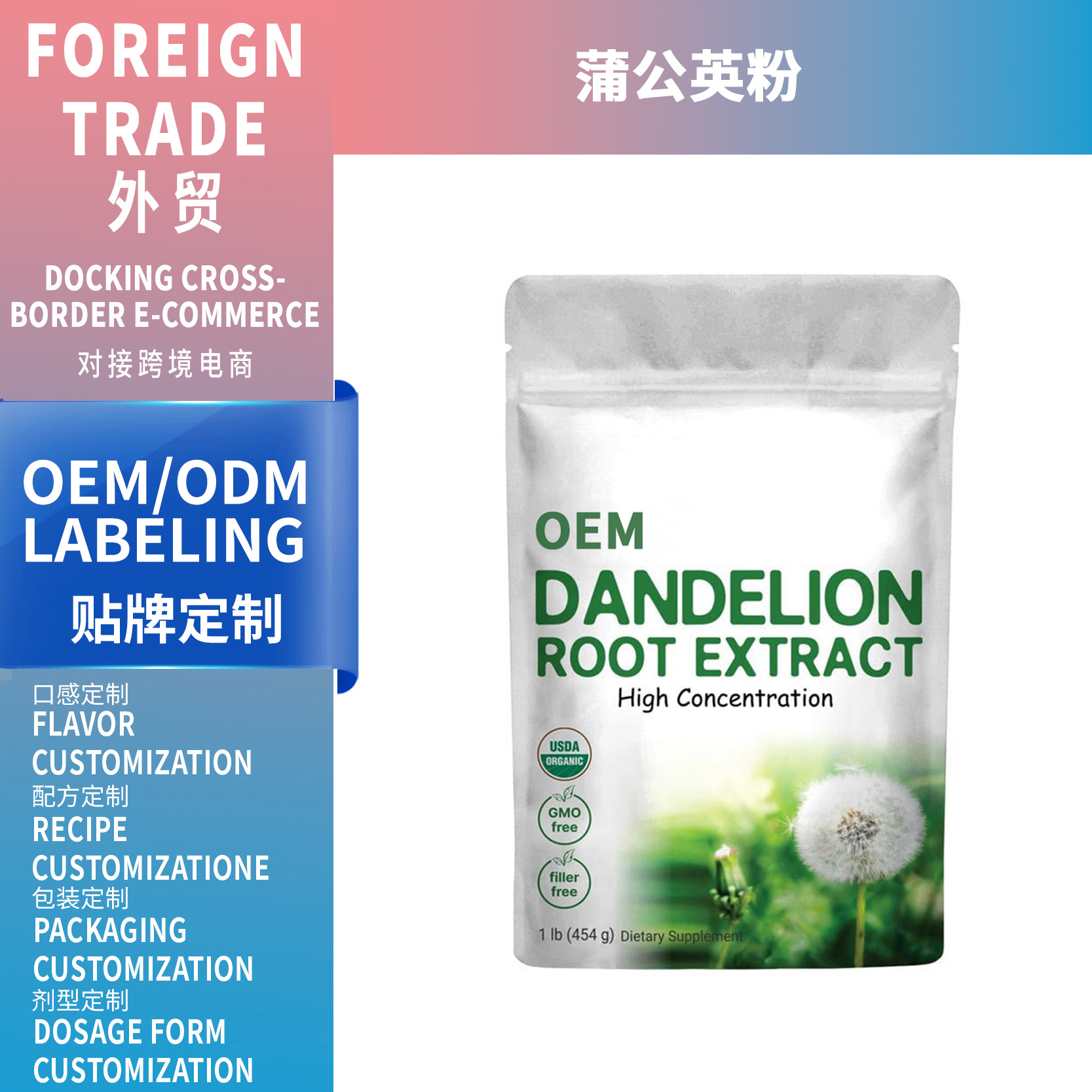 TK 爆款熱銷 Organic Dandelion Root Powder 跨境 OEM