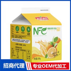 假屋頂盒系列300克NFC橙復合果汁飲品OEM代加工 果汁貼牌定制